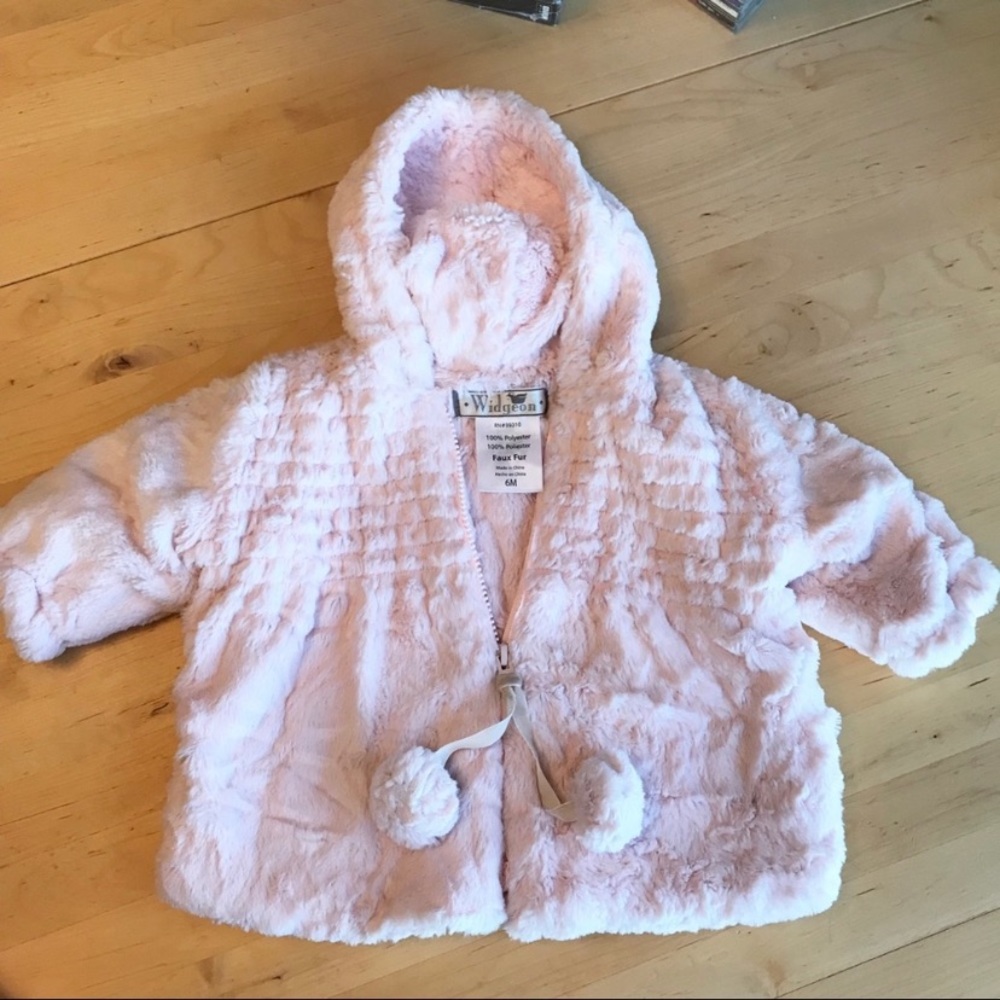Nordstrom Widgeon pink faux fur rabbit coat 6m